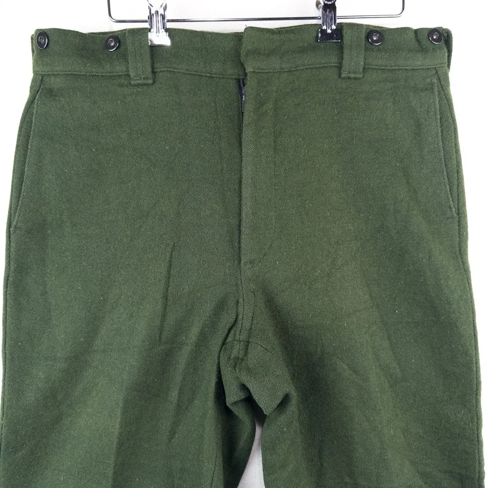 70's Vtg Woolrich Hunting Malone Pants 34x26 Wool Forest Green High Rise 12